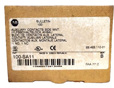Allen-Bradley 100-SA11 2 Pole Side Mount Auxiliary Contact for 100-C Contactor
