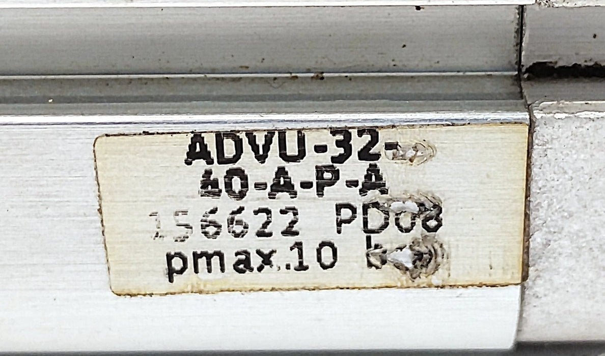 Festo ADVU-32-40-A-P-A 10 bar Pneumatic Cylinder w/ 32 mm Bore and 40 mm Stroke