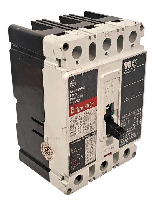 Westinghouse HMCP030H1C Ser C 600VAC/250VDC 30A 3-Pole Motor Circuit Protector