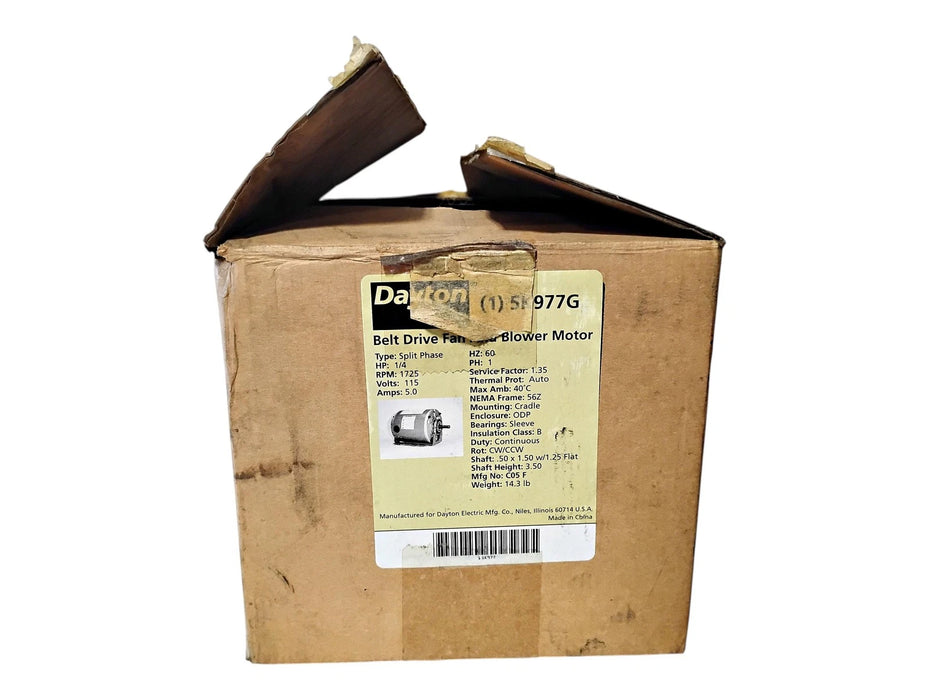 Dayton 5K977G 115 V AC 1/4 HP 1725 RPM 1 PH Belt Drive Fan & Blower Motor
