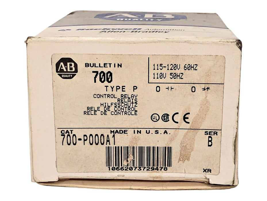 Allen-Bradley 700-P000A1 115 V 10 A NEMA Industrial Control Relay No Contacts