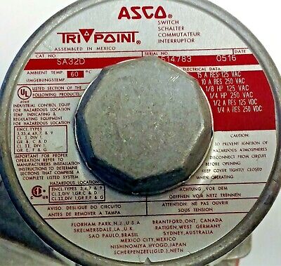 ASCO SA32D Pressure Switch W/ Ametek Diaphragm 316ST.STL