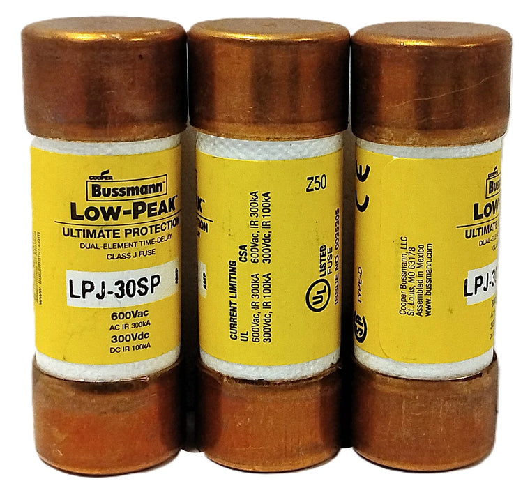 Bussmann LPJ-30SP 300 V DC / 600 V AC 30 A Current-Limiting Time-Delay Fuses