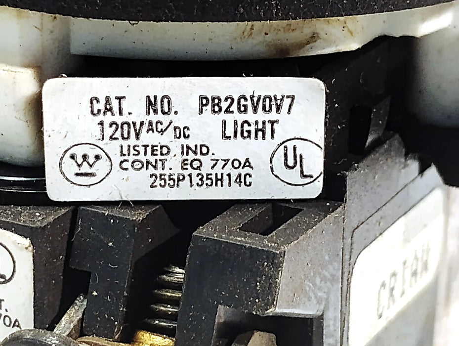 Westinghouse PB2GV0V7 120 V AC/DC Push-To-Test Orange Pilot Light