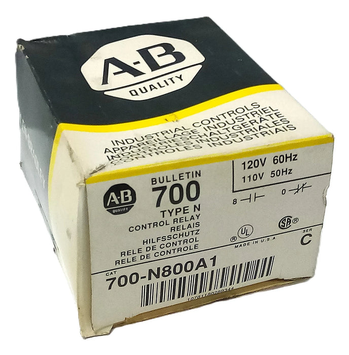 Allen-Bradley 700-N800A1 Type N 10 A Control Relay w/ 110/120 V AC Coil