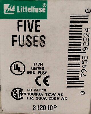 Littelfuse 312010P 250 V AC 10 A Fast Acting Glass Fuses - Lot of 25