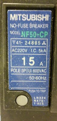 Mitsubishi NF50-CP-3P-15A 220VAC Molded Case Circuit Breaker