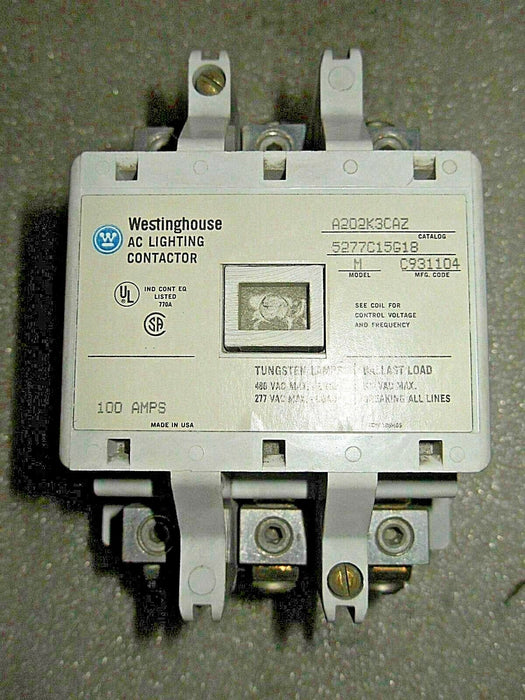 Westinghouse A202K3CAZ 100A 600VAC Contactor