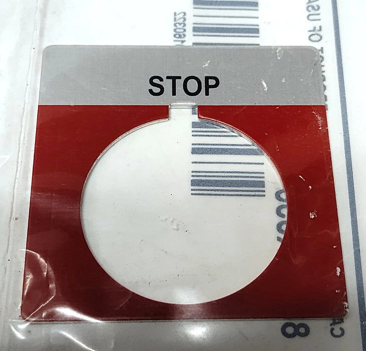 Allen-Bradley 800T-X550 STOP Red Aluminum Legend Plate for 30 mm Switches