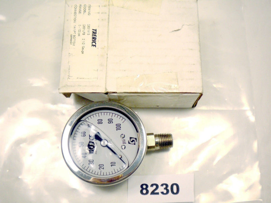 Trerice Pressure Gauge D831LFB 01-100 Psi Glycerin 2 1/2"