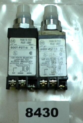 Lot of 2 Allen-Bradley Pilot Lights 800T-PST16W