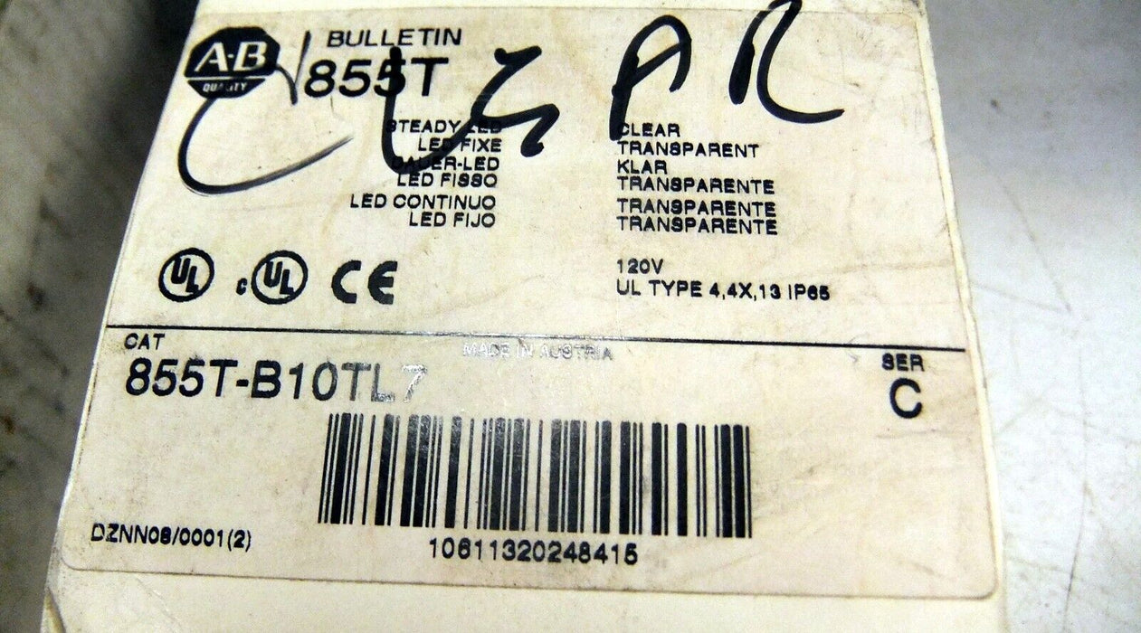 Allen-Bradley 855T-B10TL7 Stack Light Steady Clear
