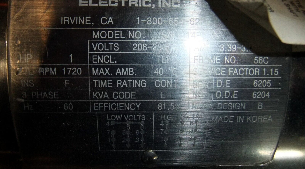Sterling Motor 1HP 3PH SBO014PCA