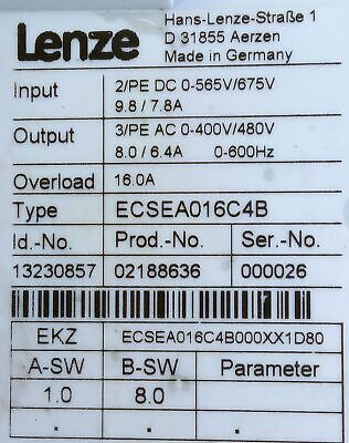 Lenze Americas ECSEA016C4B Servo Drive