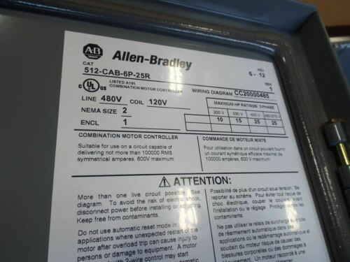 Allen-Bradley NEMA COMBINATION STARTER 512-CAB-6P-25