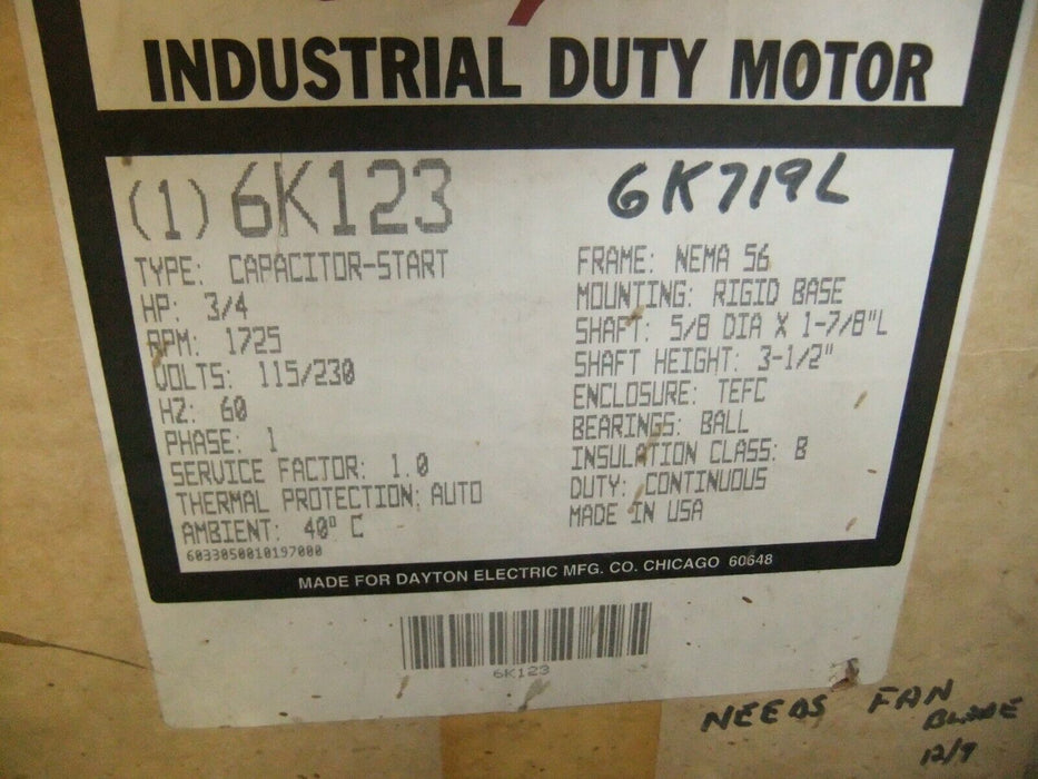 Dayton Capacitor - Start Motor 6K123