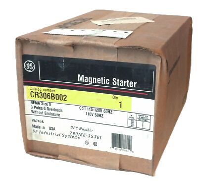 GE CR306B002 110/120 V AC 3 Poles 3 Overloads NEMA Size 0 Magnetic Starter