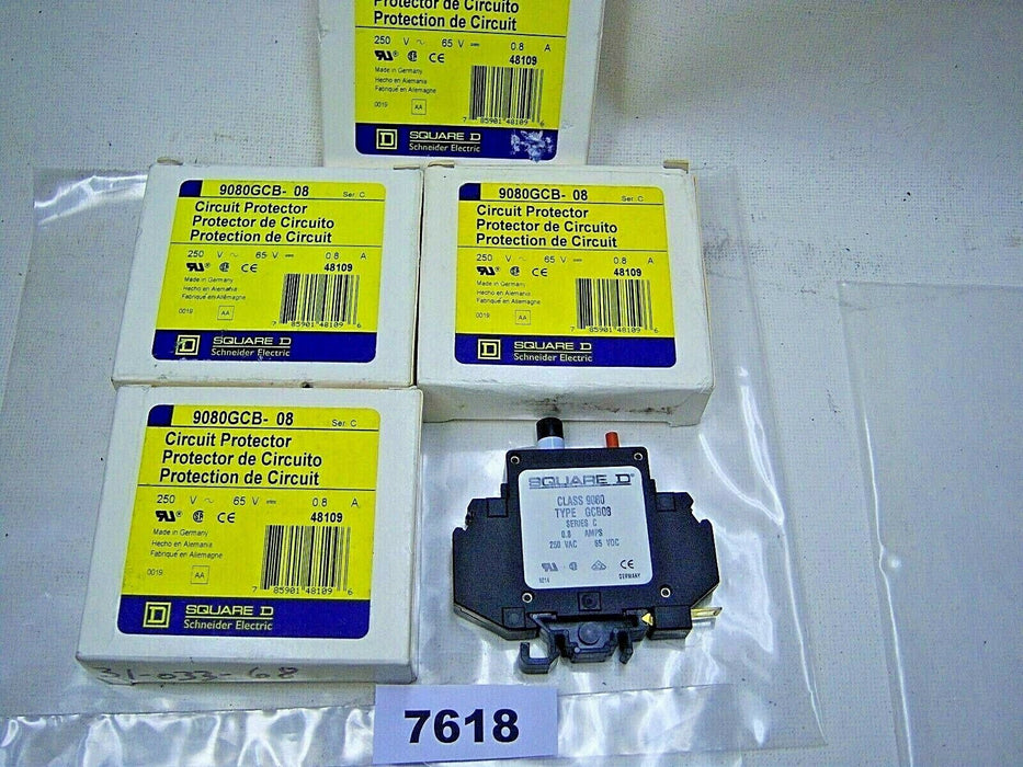 4 Square D Circuit Breakers 9080-Gcb-08 .8 Amps
