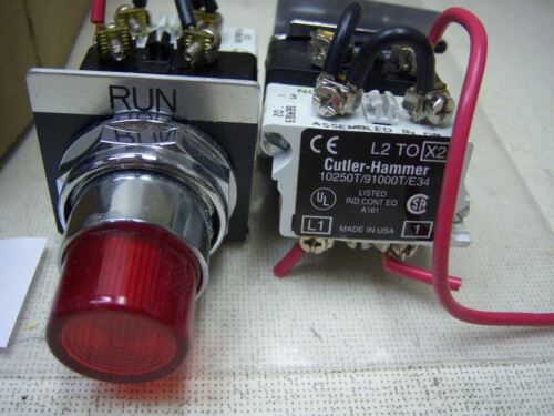 2 Cutler-Hammer Pilot Lights w/contacts 10250T / 910000T/E34