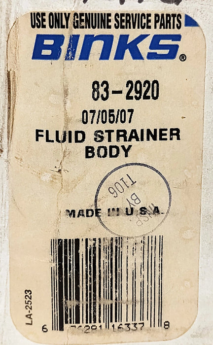 Binks 83-2920 Fluid Strainer Body