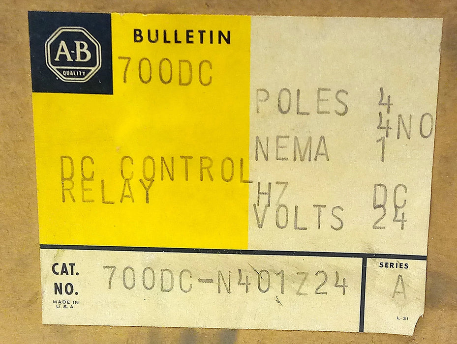 Allen-Bradley 700DC-N400Z24 24 V DC 4-Pole Relay in 700DC-N401Z24 Enclosure