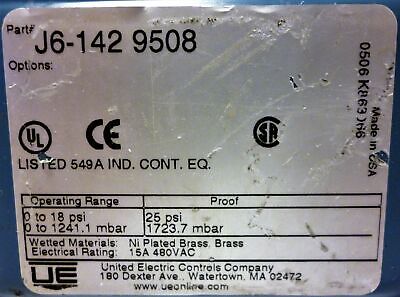 United Electric J6-142-9508 Differential Pressure Switch