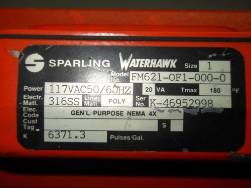 Sparling FM621-0F1-000-0 Waterhawk Flow Meter
