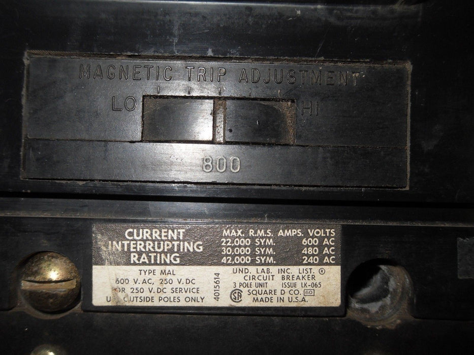 Square D MAL36800 800A 600V Circuit Breaker