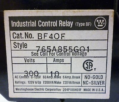 Westinghouse BF40F BF Control Relay