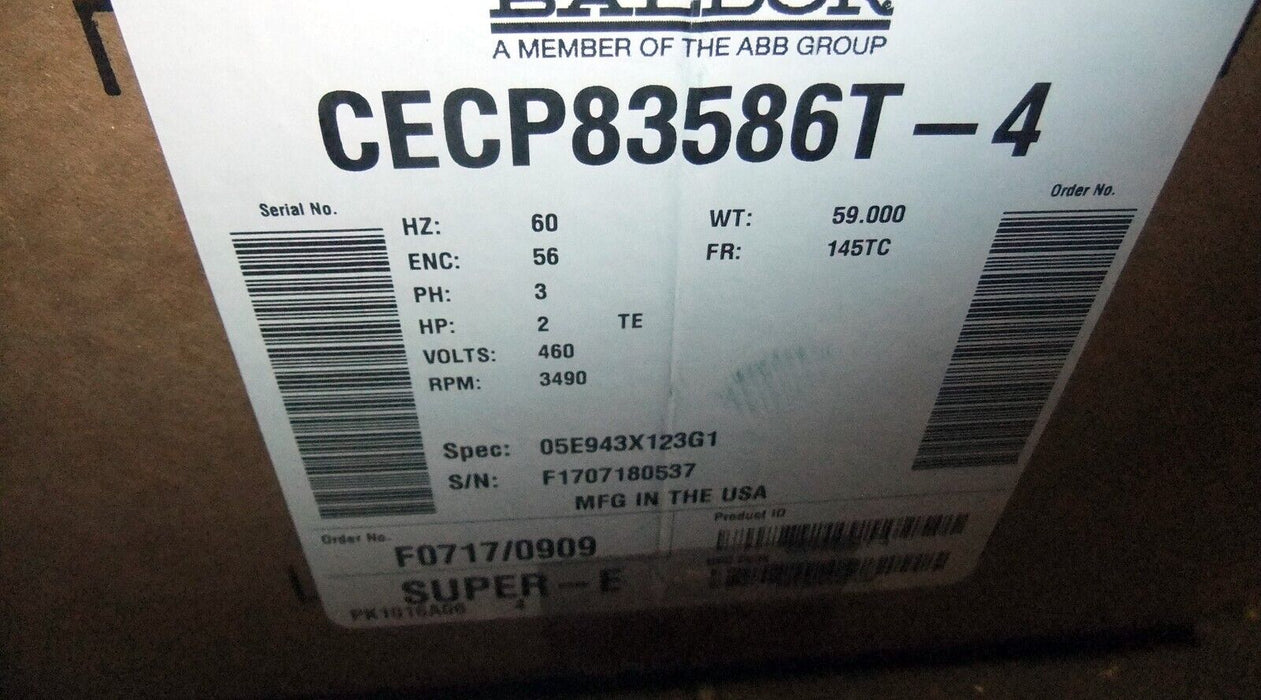 Baldor 2HP Foot Mounted Motor CECP83586T-4