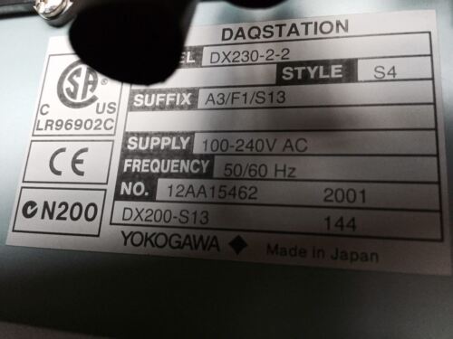 Yokogawa Dx230-2-2 A3/F1/S13 Paperless Recorder