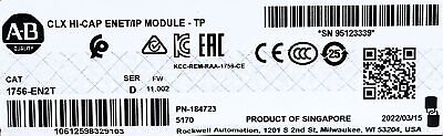 Allen-Bradley 1756-EN2T Ser D FW 11.002 PLC Ethernet Communication Module
