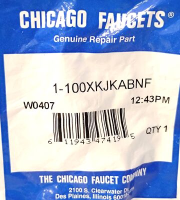Chicago Faucets 1-100XTJKABNF Replacement Cartridge Valve for Industrial Faucet