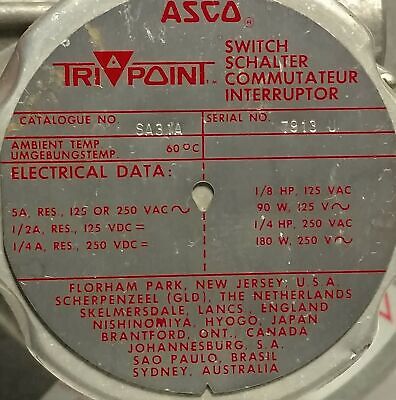 ASCO SA31A TRIPOINT Pressure Switch