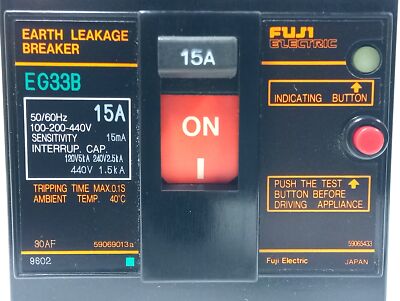 Fuji Electric EG33B 100-200-440 V AC 15 A Earth Leakage Circuit Breaker