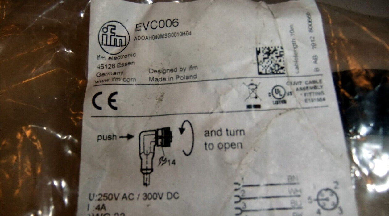 IFM EVC006 - ADOAH040MSS0010H04 Connector Cable
