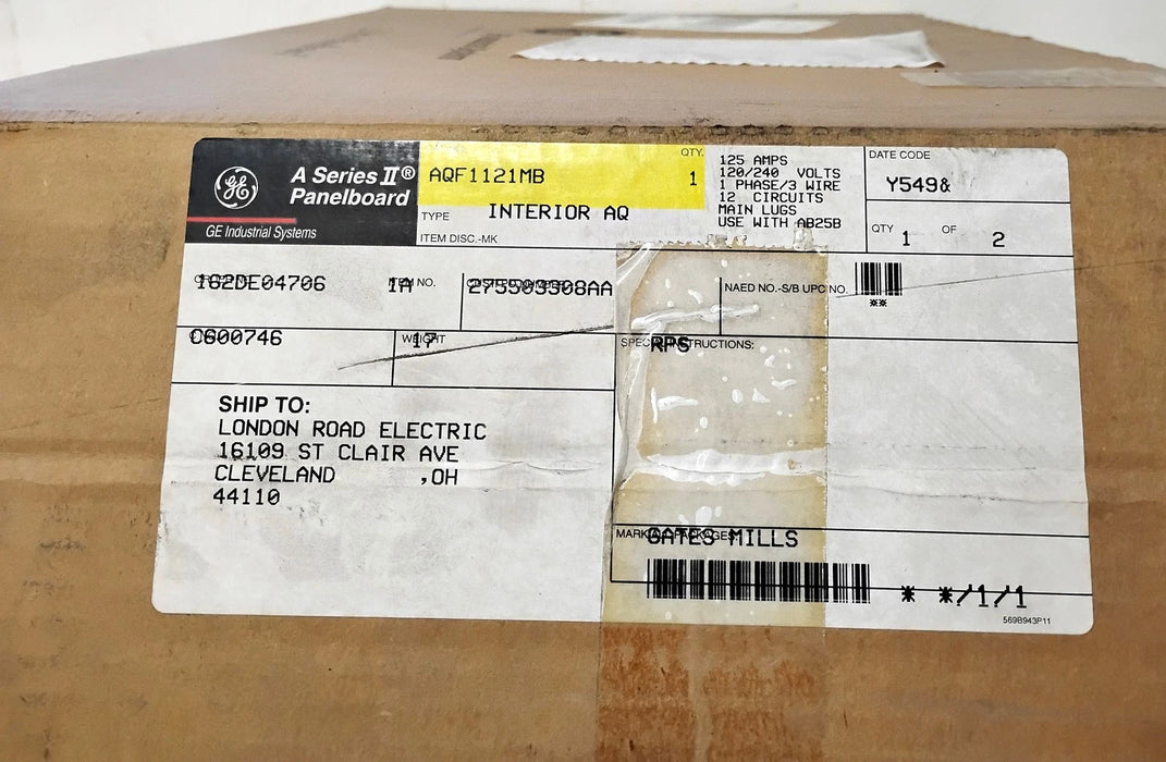 GE AQF1121MB 120/240 V AC 125 A 1 PH A Series II Panelboard Load Center