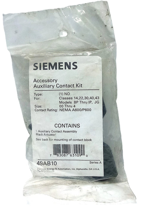 Siemens 49AB10 600 V 10 A NEMA A600 Auxiliary Contact Kit
