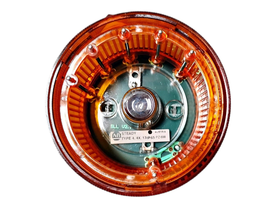 Allen-Bradley 855T-BPM40 40cm Stack Light Base w/ 855T-B24DN5 Steady Amber Light
