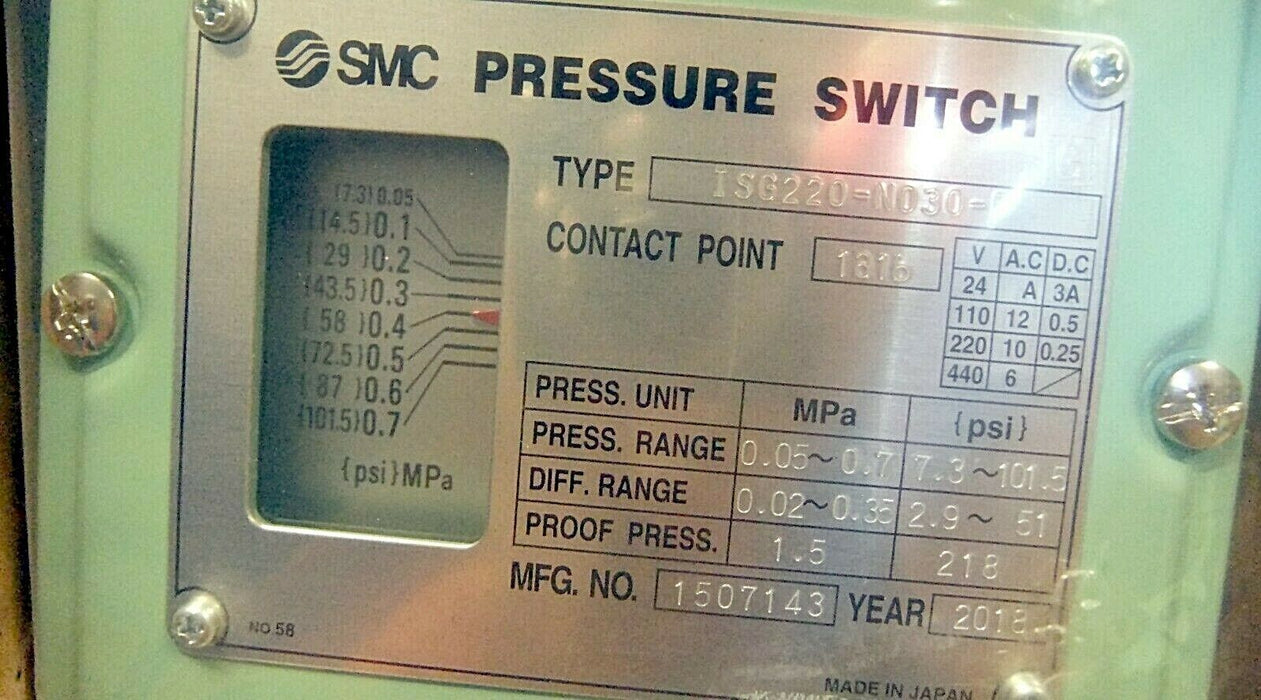 SMC Pressure Switch ISG220-N030-P