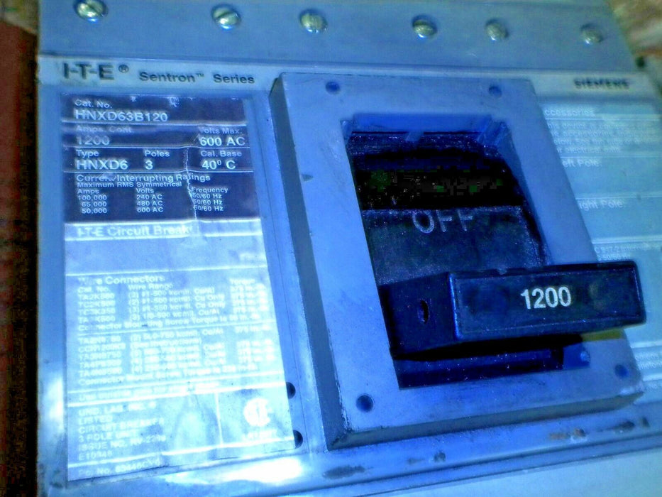 ITE HNXD63B120 600V 1200A Circuit Breaker