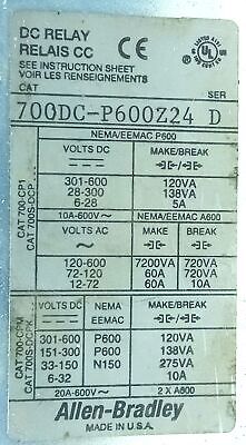 Allen-Bradley 700DC-P600Z24 Direct Drive™ DC Relay w/ 24 V DC Coil w/ Arc Shield