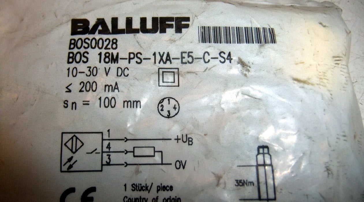 Balluff Bos 18M-PS-1XA-E5-C-S4 Tubular Photoelectric Sensor