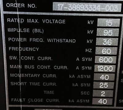 Square D HVLCC Load Interruptor Switchgear Remote Power Distrubution Center