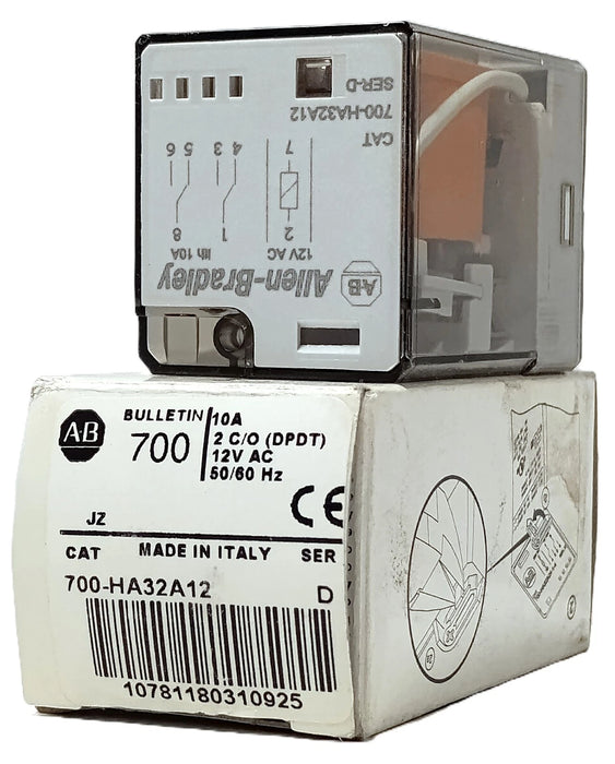 Allen-Bradley 700-HA32A12 12 V AC 10 A 8-Pin DPDT Miniature Ice Cube Relay