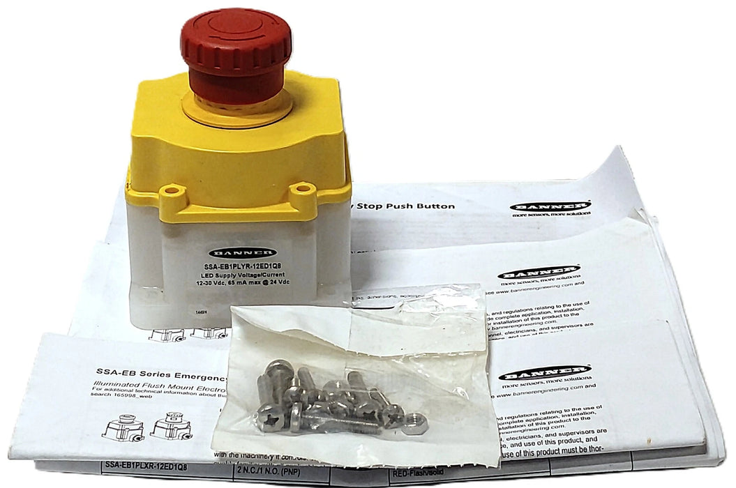Banner Engineering SSA-EB1PLYR-12ED1Q8 Lighted Push-Twist-Pull Emergency Stop