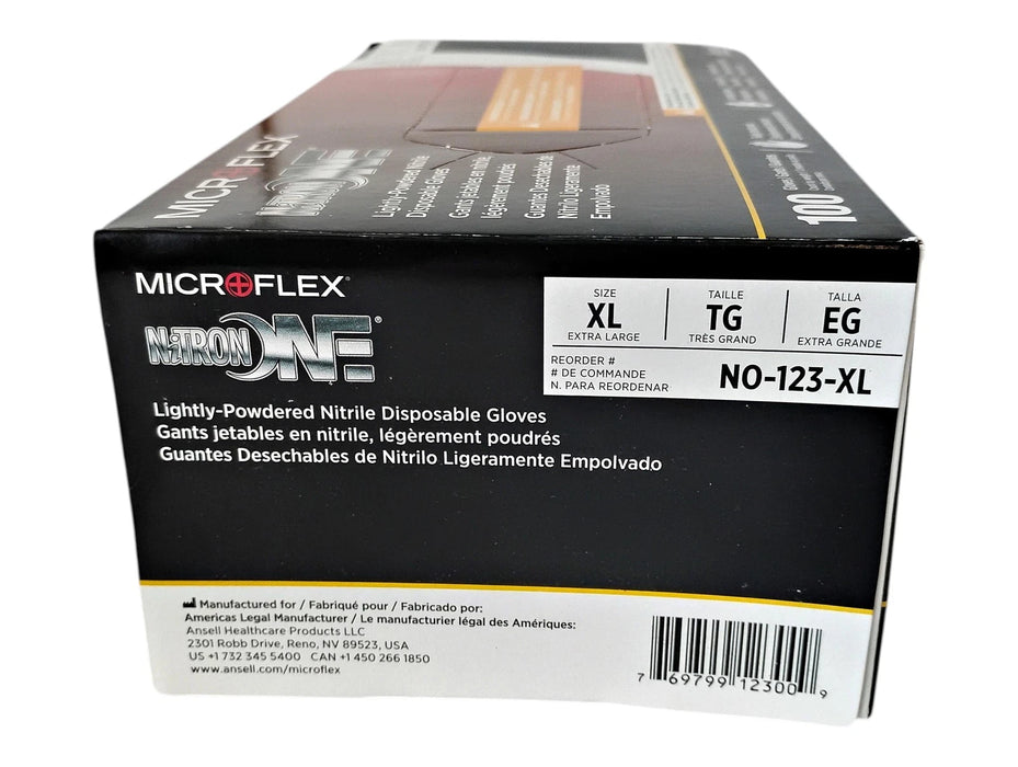 Ansell Microflex NO-123-XL X-Large Lightly-Powdered Nitrile Disposable Gloves