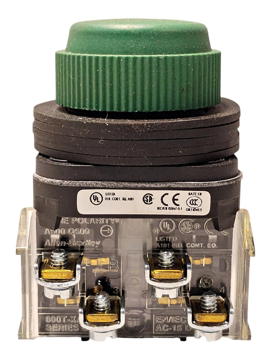 Allen-Bradley 800H-R1A Series G 30mm Booted Green Head Pushbutton