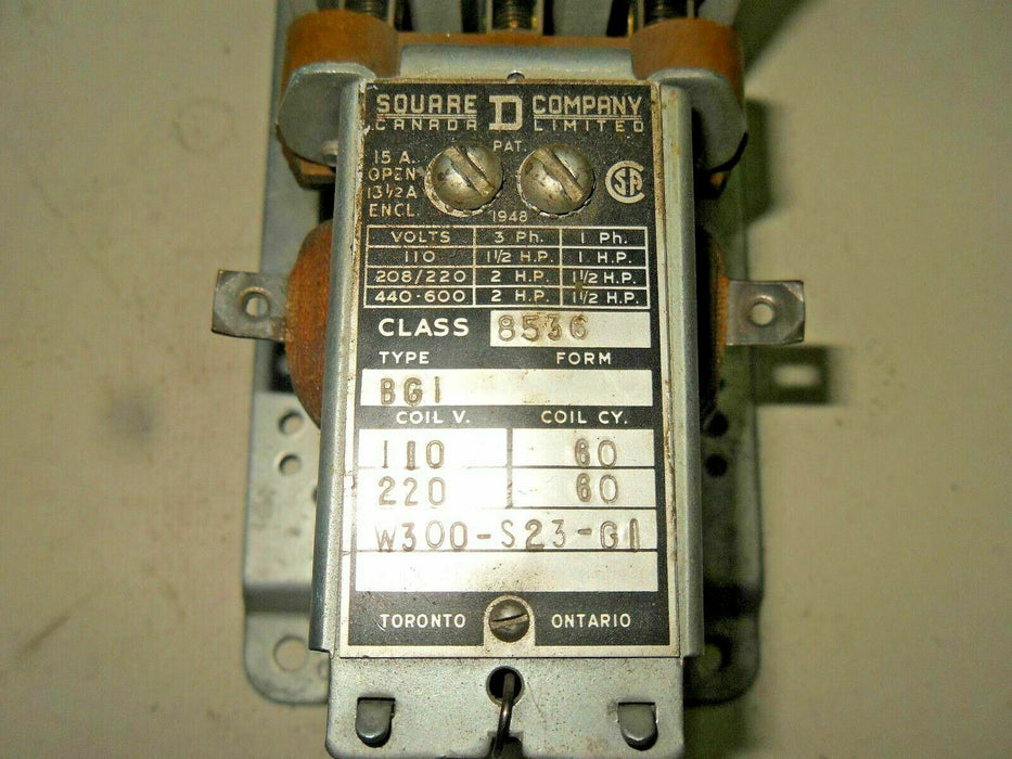 1 Square D 8536-BG-1 MAGNETIC STARTER