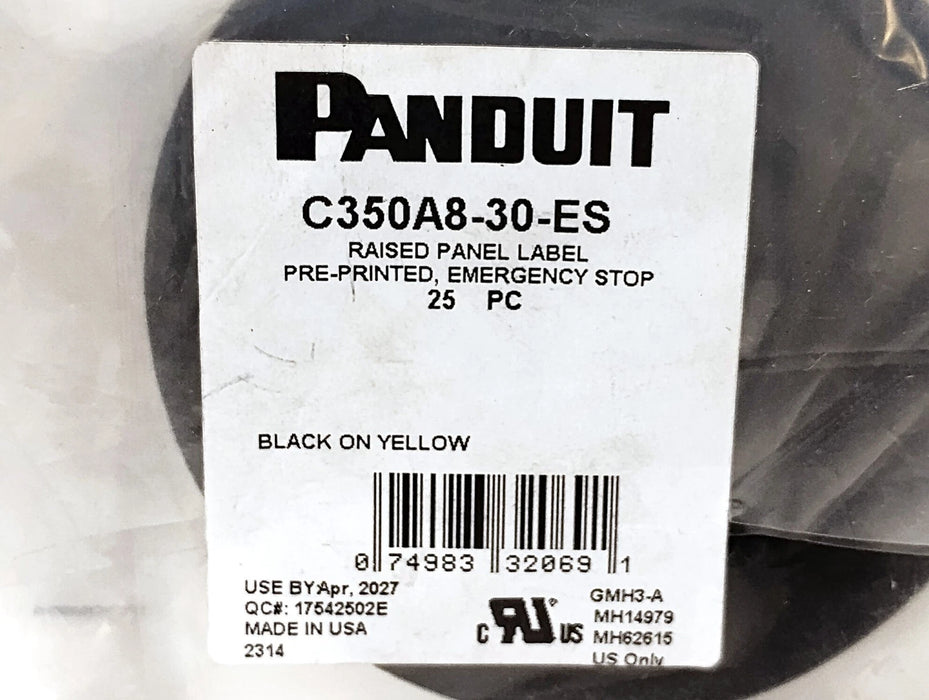 Panduit C350A8-30-ES EMERGENCY STOP Raised Panel Label for 30.5 mm Pushbutton